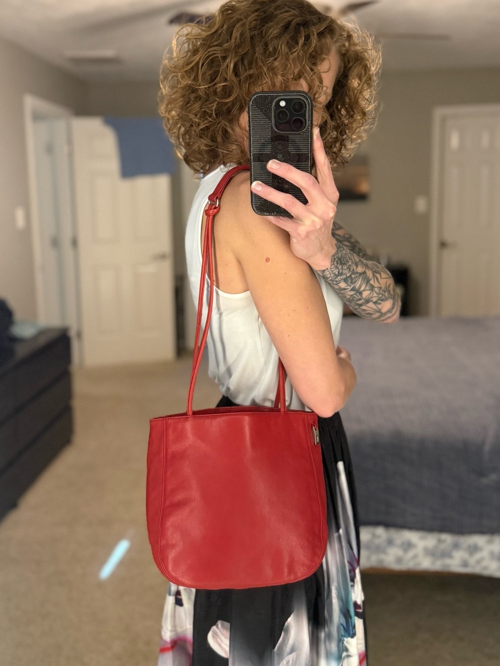 Vintage Lipstick Red Genuine Leather Shoulder Bag, Leather Co, Liz Claiborne Y2K